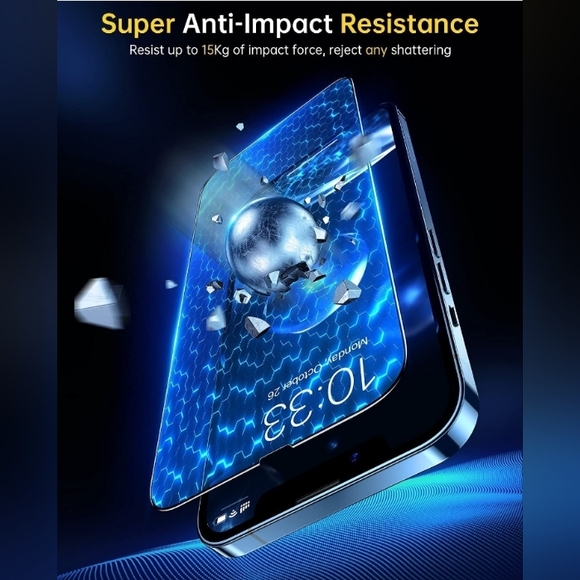 Humixx Diamond Shatterproof Designed for iPhone 13/13 Pro Screen Protector 1PK - Picture 3 of 10